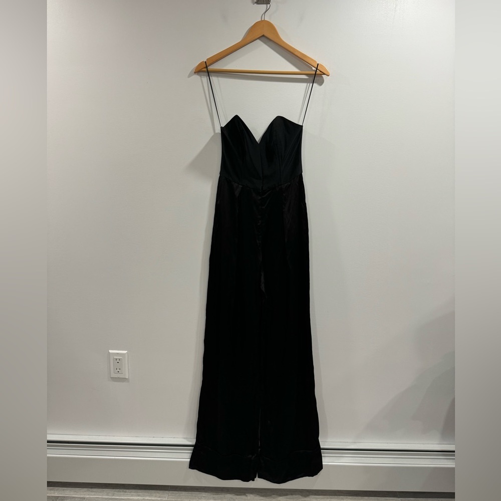 Fleur Du Mal Strapless Silk Corset Black Jumpsuit Size 0